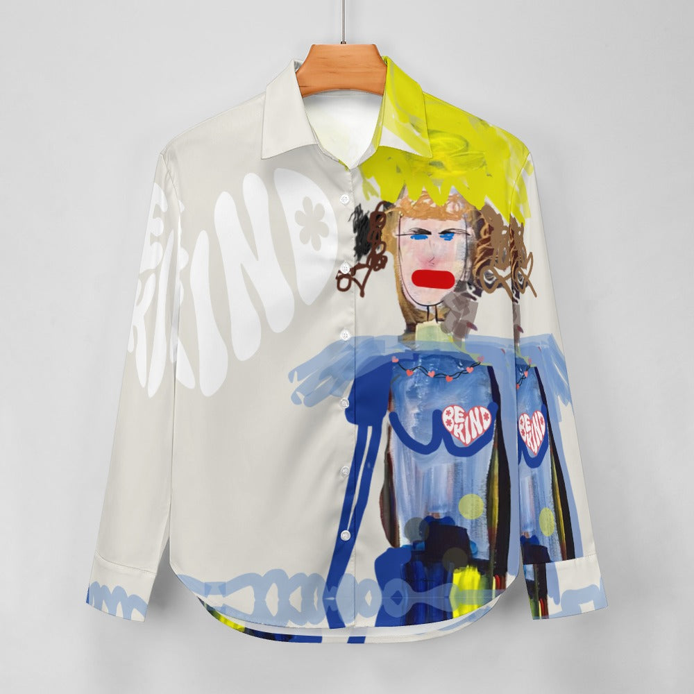 I1039 - Women's Long Sleeve Silk Shirt * Be Kind