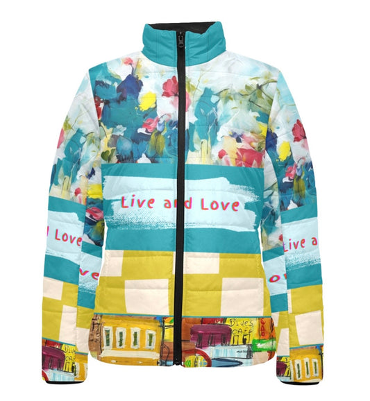 I1200 - Women's Stand-Up Collar Padded Jacket * Live and Love