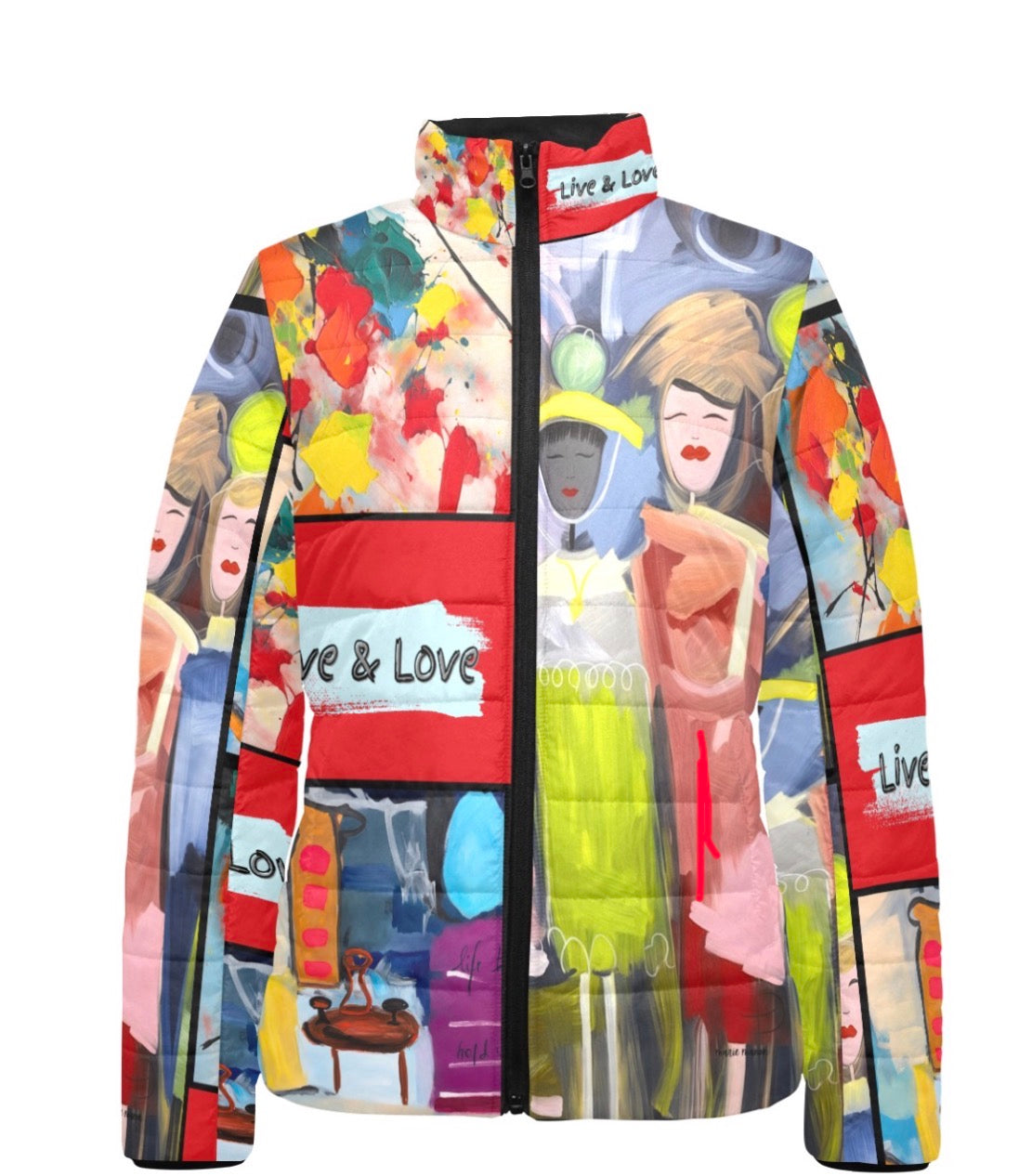 I1201 - Women's Stand-Up Collar Padded Jacket * Live and Love