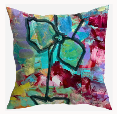 S7045 - Pillow 21 x 21 inches Organic Cotton Duck Canvas - Eternal Flowers
