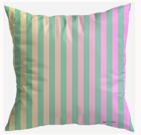 S7047 - Pillow 21 x 21 inches Organic Cotton Duck Canvas - Eternal Flowers Stripes