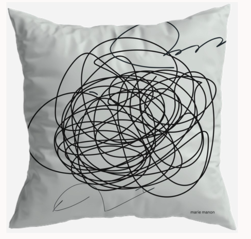 S7050 - Pillow 21 x 21 inches Organic Cotton Duck Canvas - Strangely Me Scribbles