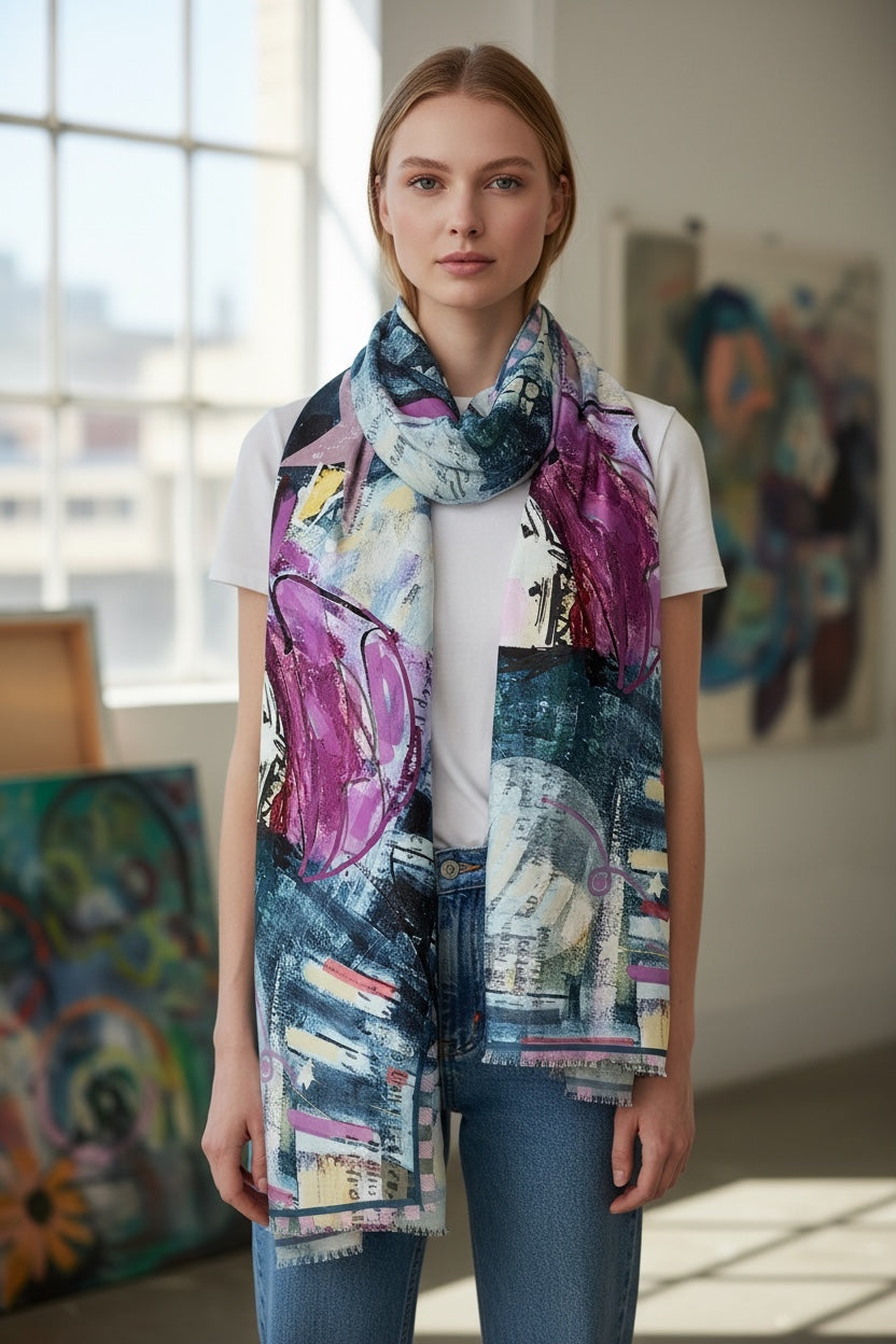"Rising Again" Scarf - Modal/Cashmere 70" x 27"