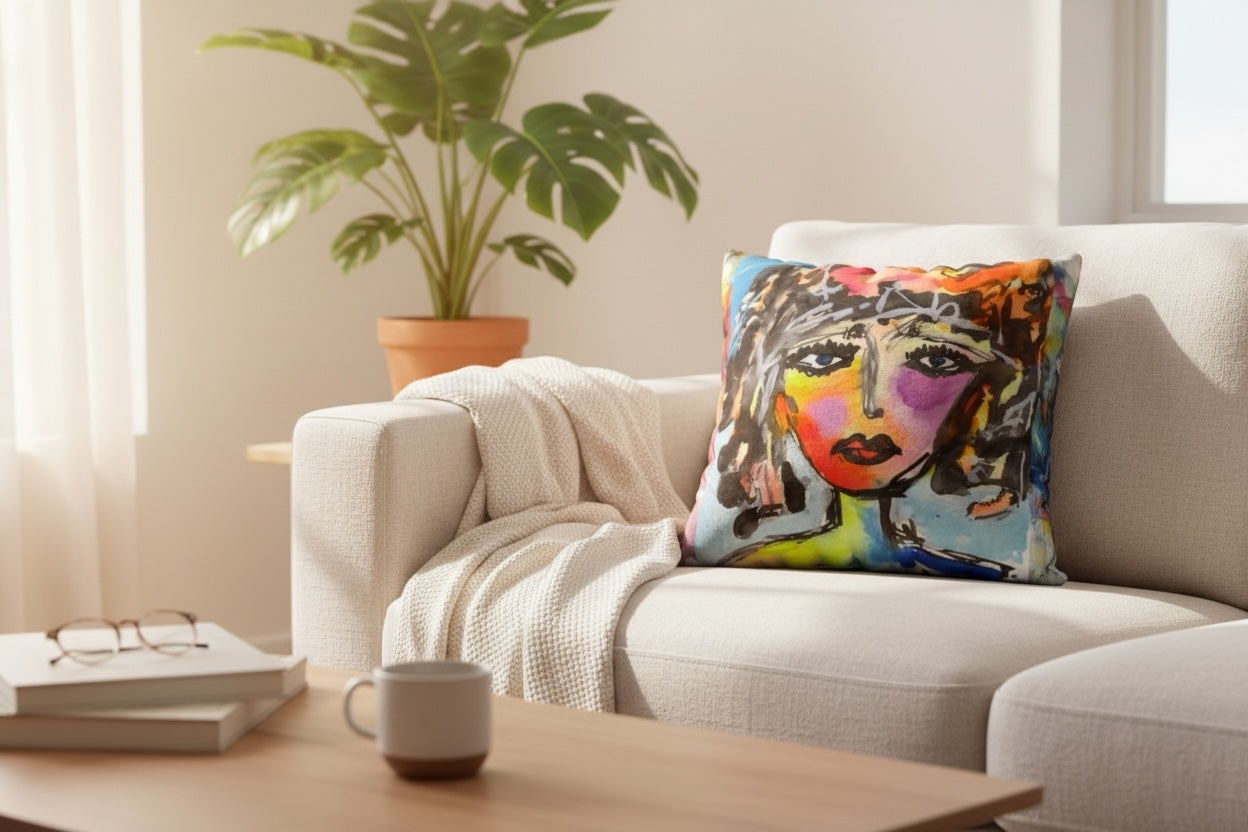 Pillow Cover 22 x 22 inches Organic Cotton / Linen - Sofia - Reversible