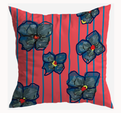 S7010 - Pillow 21 x 21 inches Organic Cotton Duck Canvas - Earth Strikes Back - Flowers