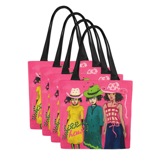 Stampede Pink Canvas Tote Bag (Set of 4)