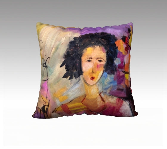 Pillow Cover 22 x 22 inches Organic Cotton / Linen  - Princesse du Village - Reversible