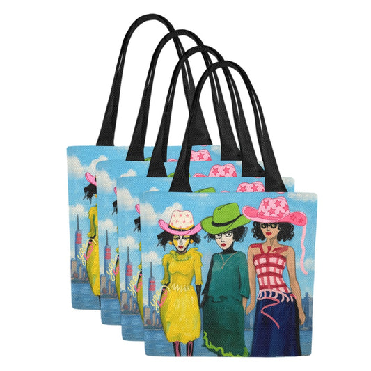Stampede Canvas Blue Tote Bag (Set of 4)
