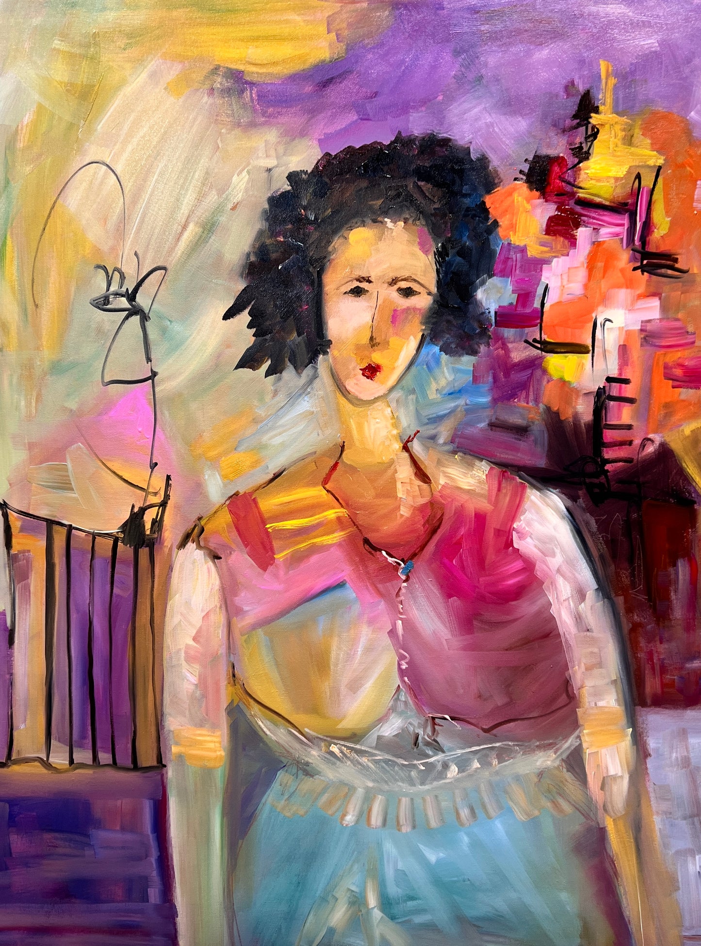 Pillow Cover 22 x 22 inches Organic Cotton / Linen  - Princesse du Village - Reversible