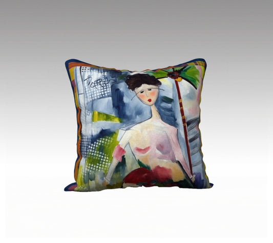 Pillow Cover 18 x 18 inches Organic Cotton / Linen  - Juliette Reversible