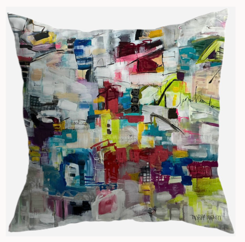 S7015 - Pillow 21 x 21 inches Organic Cotton Duck Canvas - Joyful City