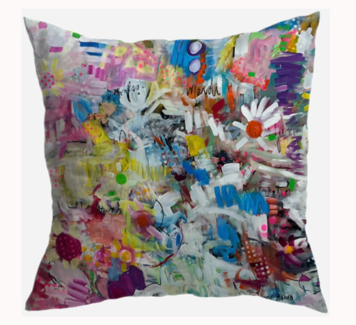 S7024 - Pillow 21 x 21 inches Organic Cotton Duck Canvas - Happy Mardi