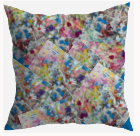 S7025 - Pillow 21 x 21 inches Organic Cotton Duck Canvas - Happy Mardi Doubled