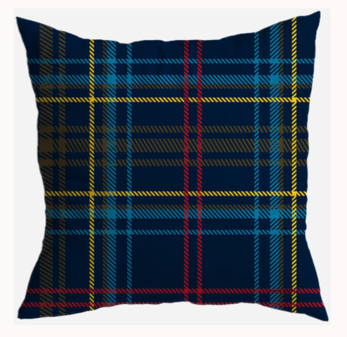 S7032 - Pillow 21 x 21 inches Organic Cotton Duck Canvas - Happy You'Re Ok Plaid
