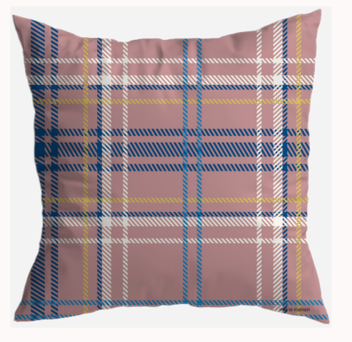 S7035 - Pillow 21 x 21 inches Organic Cotton Duck Canvas - Music to my Ears Plaid
