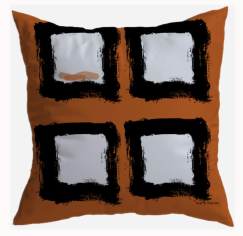 S7051 - Pillow 21 x 21 inches Organic Cotton Duck Canvas - Birch Trees Square Barks