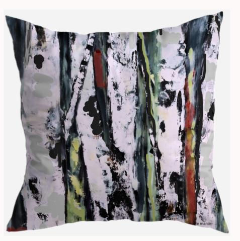 S7053 - Pillow 21 x 21 inches Organic Cotton Duck Canvas - Modern Trees
