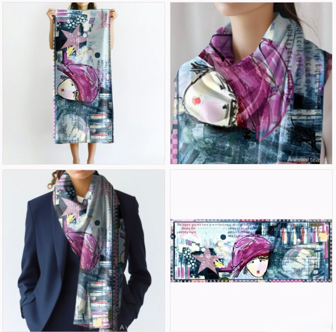 S6100 - "Rising Again" Scarf - Modal/Cashmere 70”x27”
