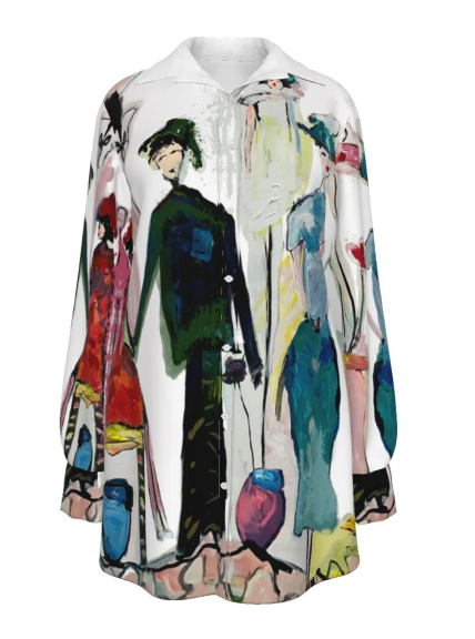 Women's Long Sleeve Art Shirt - Blouses