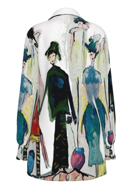 Women's Long Sleeve Art Shirt - Blouses