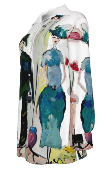 Women's Long Sleeve Art Shirt - Blouses