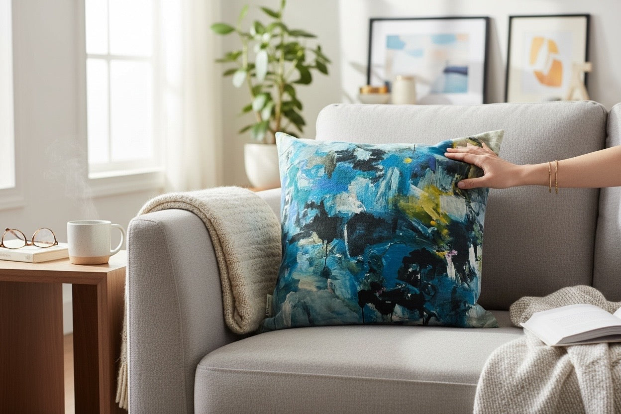 M7056 - pillow 22 x 22 inches Organic Cotton / Linen  - Living City🇨🇦