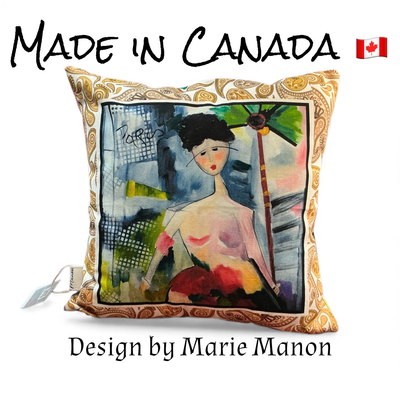 M7057 - pillow 18 x 18 inches Organic Cotton / Linen  - Juliette Reversible🇨🇦