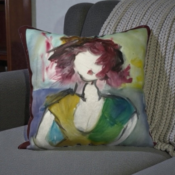 Pillow Cover 18 x 18 inches Organic Cotton / Linen  - Giving you my Heart - Reversible