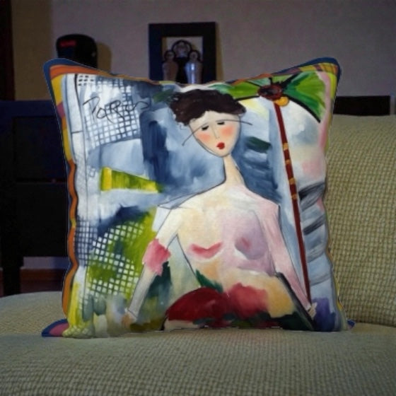 Pillow Cover 18 x 18 inches Organic Cotton / Linen  - Juliette Reversible