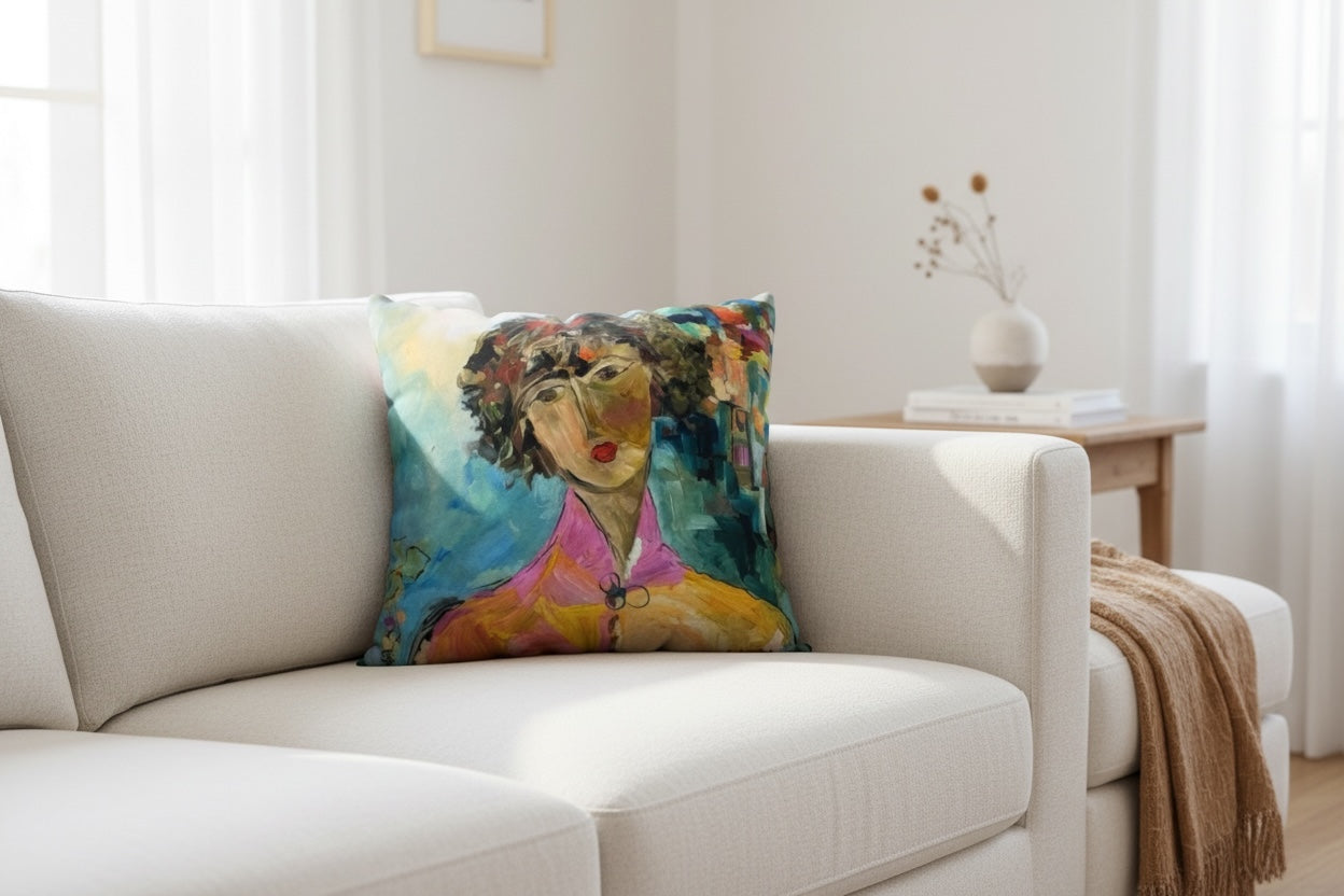 Pillow Cover 22 x 22 inches Organic Cotton / Linen  - Who's Marylin - Reversible