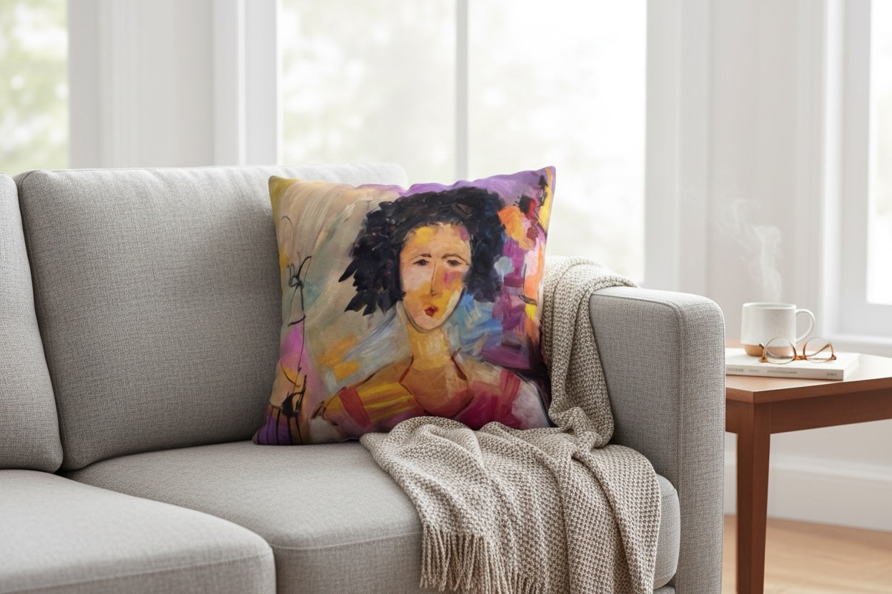 Pillow Cover 22 x 22 inches Organic Cotton / Linen  - Princesse du Village - Reversible