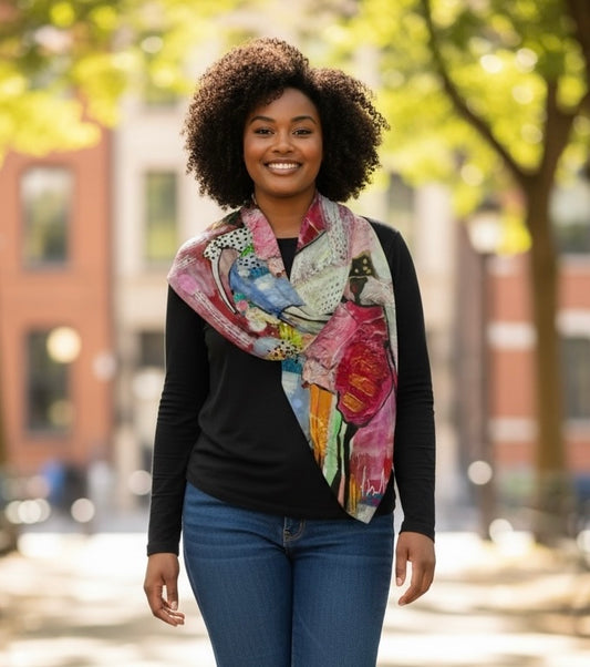 Silk & Cotton Scarf - Sisters - Made in Canada